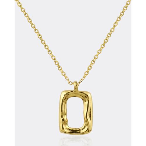 925 Sterling Silver Hollow Rectangle Necklace for Women Irregular Geometric Clavicle Chain Pendant Necklaces