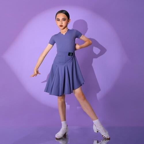 New G3558 Short Sleeve Kids Latin Dancing Dress Girl Professional Modern Latin Dancing Performance Dress Belly Dance Competition
