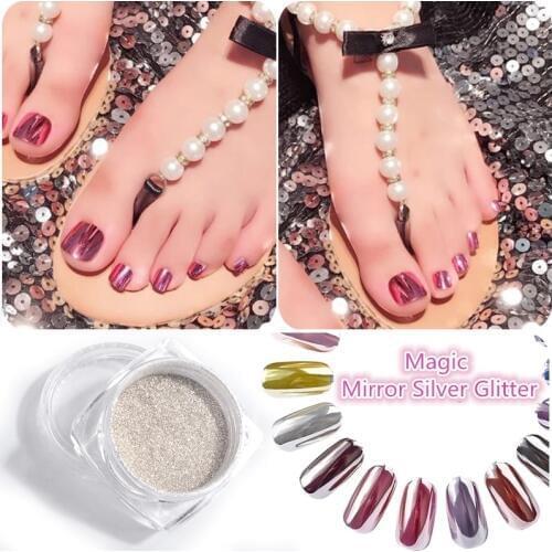1BOX DIY Magic Mirror Silver Nail Glitter Powde Shimmer Nail Art Chrome Dust Nailart Manicure UV Gel Polish Decoration Tool