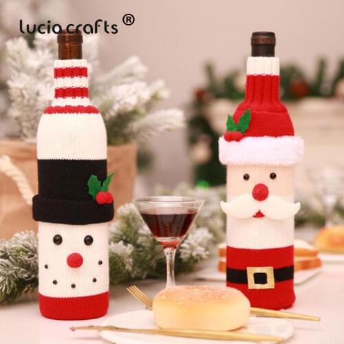 1PCS Santa Claus Wine Bottle Bags Dinner Party Table Decor Snowman Stocking Gift Holder Home Christmas Decorations H0117