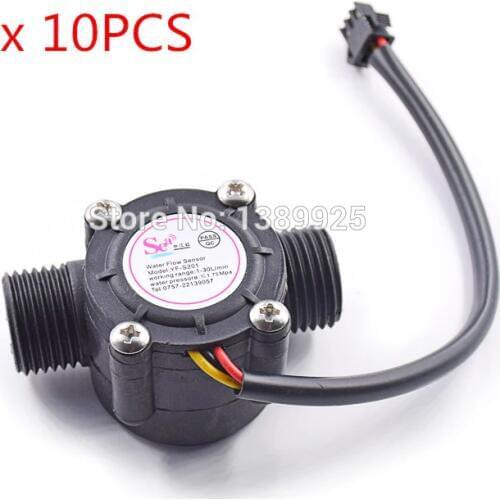 10pcs/lot 1-30L/min 1/2" Liquid Water Flow Sensor switch Water Controller 2.0MPa for Flow Measurement YF-S201