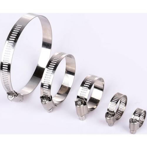 10Pcs Adjustable Screw Worm Gear Drive Fixed Wire Hose Clamp 201 Stainless Steel Hose Hoop Pipe Clamp Band Clip 8-197mm