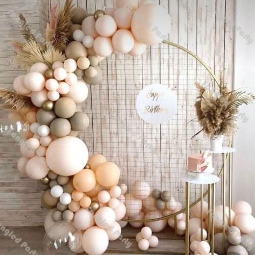 149pcs Doubled Tan Cream Peach Matte White Balloon Garland Kit Chrome Gold Baby Shower Gender Reveal Birthday Party Supplies