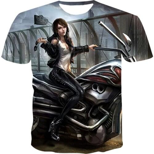 2021 new 3D motorcycle T-shirt men. Parent-child clothing anime print T-shirt street fashion clothing