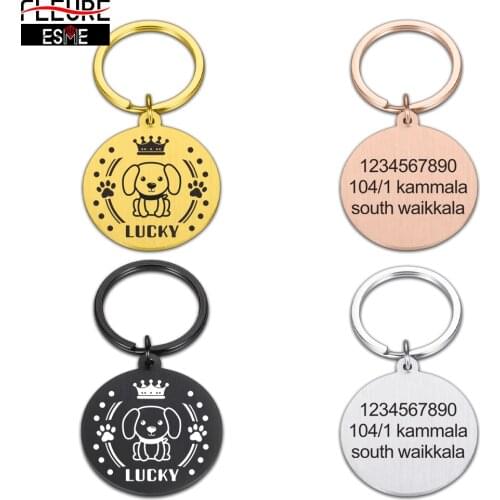 2021 Pet ID Tag Free Engraving Stainless Steel Original Custom Keychain Cute Gift for Cat Dog Puppy Collar Love Jewelry Keyring