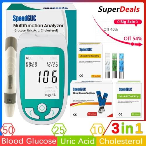 3in1 Multifunction Cholesterol Uric acid Blood glucose meter glucometer kit Diabetes Gout Tester Blood sugar monitor Test Strips