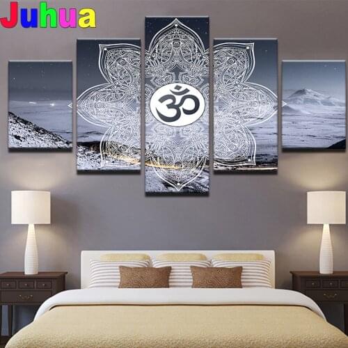 5 Panel Muslim Islam Allah The QurAn Symbol Diamond painting Full Square Round Diamond Embroidery,Diamond Mosaic patterns