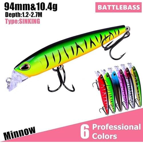 BATTLEBASS 1PC Minnow Fishing Bait 9.4CM-10.4G Diving 1.2-2.7M Hot Sale Fishing Lure Pesca Plastic Crank Bait Fishing Tackle