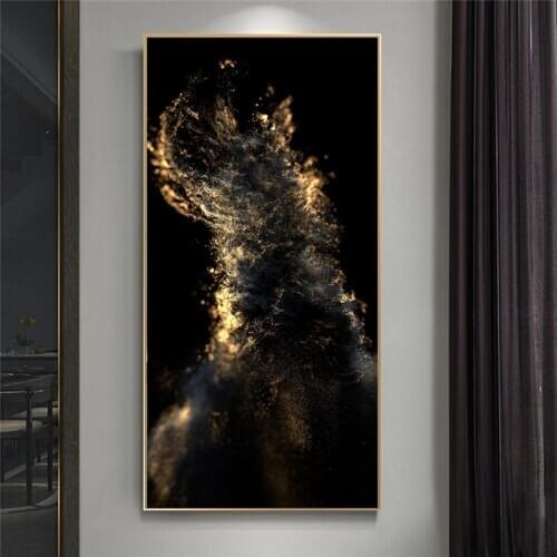 Large Size Golden Abstract Canvas Paintings On the Wall Art Posters And Prints Modern Art Decorative Pictures For Living Room