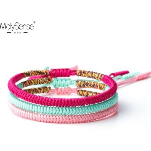 MolySense Tibetan Buddhist Good Lucky Charm Tibet Bracelets & Bangles For Women Gift Handmade Knots Rope Bracelet
