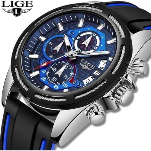 2019 LIGE New Mens Watches Top Luxury Brand Unique Sports Watch Mens Quartz Date Clock Waterproof Wrist Watch Relogio Masculino