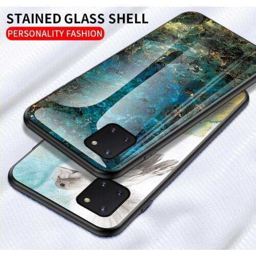 For Samsung Galaxy A01 A21 A51 A71 Case Luxury Marble Grain Hard Tempered Glass Protective Back Cover Case for samsung A81 A91