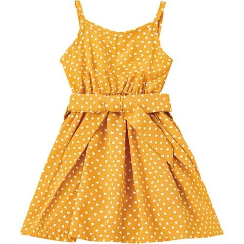 Citgeett Summer Kids Baby Girls Sleeveless V-neck Dress Polka Dot Print High Waist Sling Sundress Waistband Clothes
