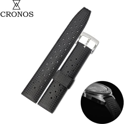 Cronos Tropical Rubber Strap Stainless Steel Tongue Buckle 20mm 2.0mm