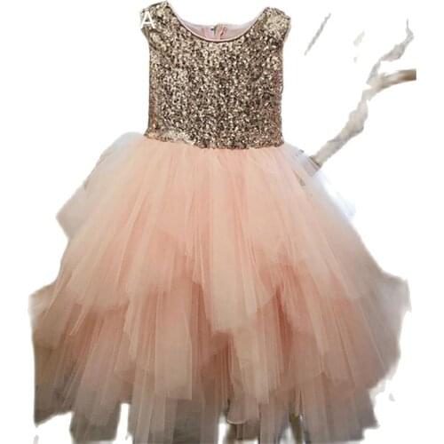 2-14 Floor-Length Kids Sequin Flower Girls Dress Kids Pageant Party Wedding Ball Gown Prom Princess Formal Occassion Girls Dress