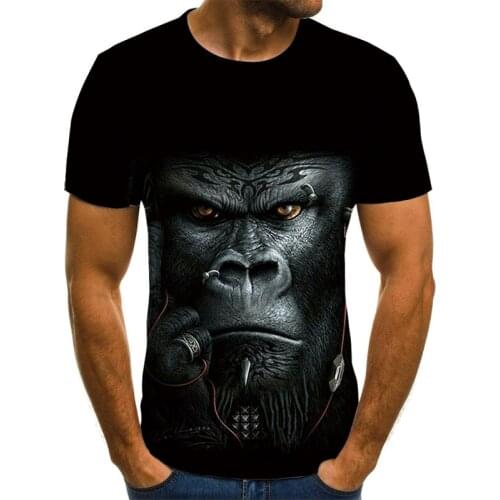 Chimpanzee pattern 3D effect T-shirt 3D printing short-sleeved mens summer fashion cool animal men and women T-shirt