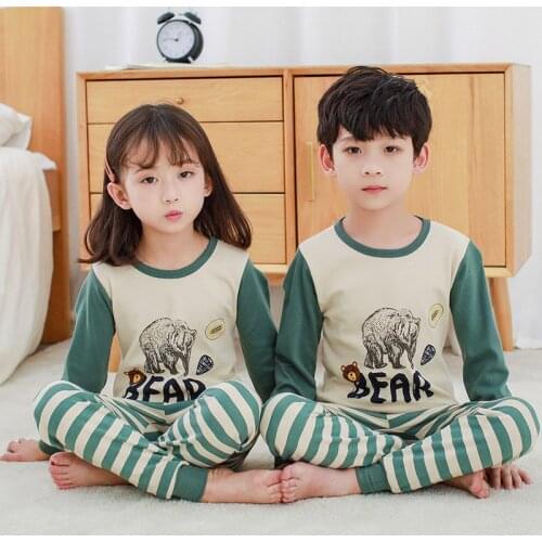 Boys Homewear Sets Girls Full Sleeve Cotton Sets Rabbit Elephant Animal Pajmas For Teens Clothes For Girls Night Suit Homewear
