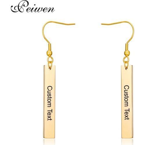 Personalized Custom Name Earrings Dangle Stainless Steel Eardrop For Women Girl Engrave Name Earring Bohemian Jewelry Gift