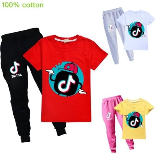 TIK TOK Boys Clothing Sets Spring Summer Cotton T Shirt+Pants Kids Clothes Suit High-quality Clothing Set
