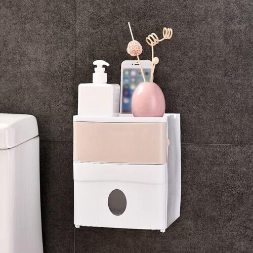 Tissue Container Bathroom Fresh Punch-Free Tissue Storage Box Simple Water-Resistant Toilet Paper Organizer
