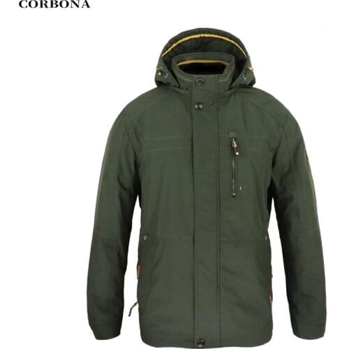 CORBONA 2021 New Style Autumn Men’s Jacket Windproof Outdoor Detachable Hat 100% Cotton Lining High Collar Business Casual Coat