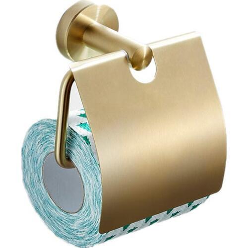 Leyden Bathroom Toilet Paper Holder with Cover Stainless Steel, Brushed Gold Tissue Holder Moist Proof Wall Mount