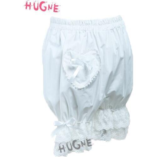 Girls White sweet Loilita Bloomers school students Knickers lace Trim Shorts Heart Shape Pocket Bow Cotton safety under pants