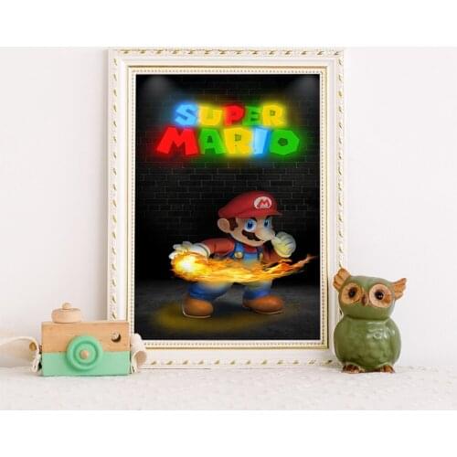 Cute Super Mario Game Canvas Painting Poster And Print Vintage Wall Art Picture For Baby Girl Boy Room Decoration