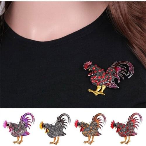 Trendy Big Rooster Brooch Jewelry Fashion Multicolor Crystal Rhinestone Brooches Female Animal Pins For Women Hot Sell Charm