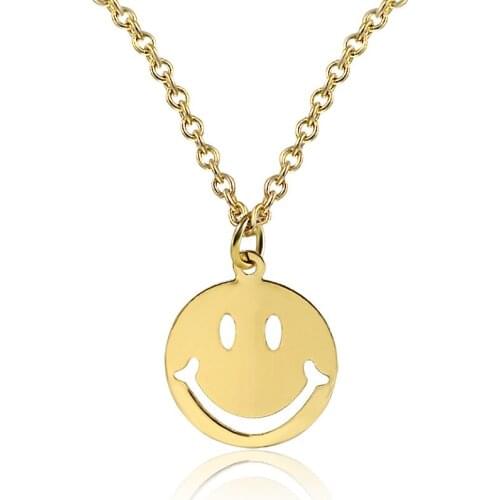 Fashion Smiley Face Chain Alloy Necklace For Women Alloy Gold Silver Color Simple New Clavicle Chain Birthday Jewelry Gift