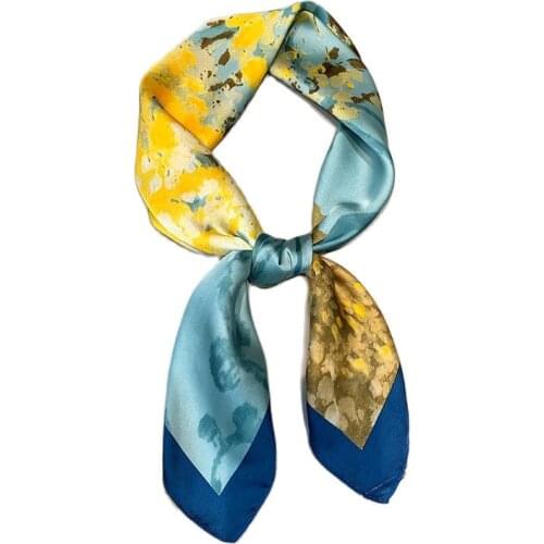 Fashion Van Gogh Oil Painting Floral Square Silk Shawl Scarf Lady Print Soft Wraps Luxury Pashmina Bufandas Muslim Hijab 70*70Cm