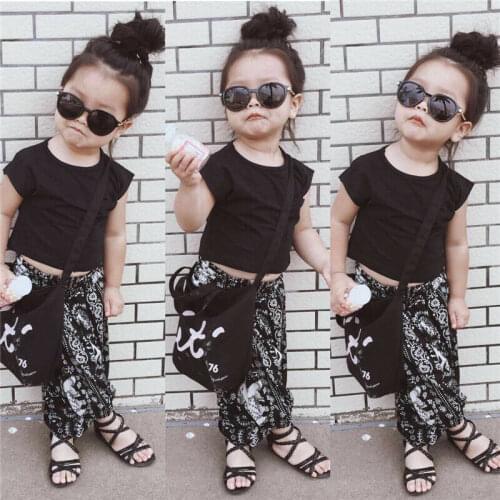 Fashion Toddler Kids Baby Girls Outfits Clothes Short Sleeve T-shirt Tops+Harem Pants Summer 2pcs Set