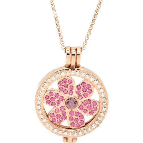 Fashion Jewelry Rose Gold\Silver\ Gold Plate Crystal Flower Coins Pendant Choker Necklace Coin Holder Necklace for WeddingCN0121