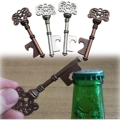 Fashion Key Shaped Bottle Opener Keychain Shaped Zinc Alloy Copper Silver Color Key Ring Beer Bottle Opener Unique Creative Gift