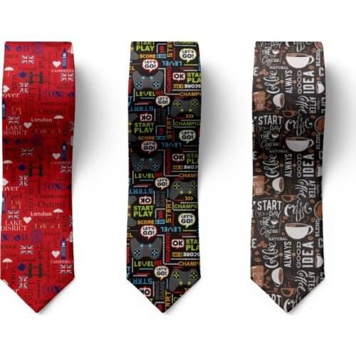 Fashion Text British Style Mens 8CM Necktie Novelty Funny Color Mens Necktie Casual Party Wedding Business Necktie Accessories