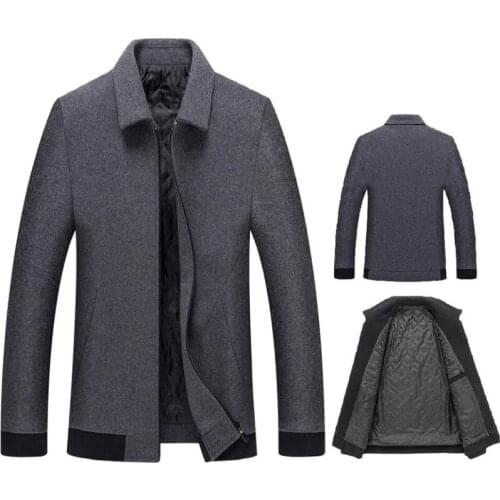 Men Woolen Coat Men Stand-Up Collar Middle-Long Fashion Woolen Trench Mens Wool Blends Coats Business Casual Woolen Overcoat