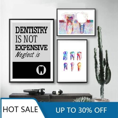 Dental Art Tooth Implant Wall Art Canvas Painting Posters Prints Flower Dentist Medicine Hygienist Clinic Wall Decor Home Decor