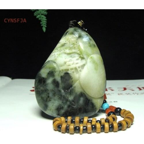 CYNSFJA Real Rare Certified Chinese Dushan Jade Luck Horse Landscape Hand Pieces Hand Carved Artwork High Quality Wonderful Gift