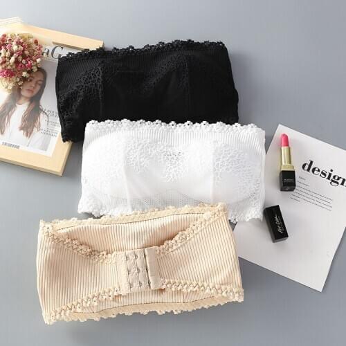 New girl tube top underwear no steel ring wrapped chest lace gathered camisole girl bra teenage girls top teen bra