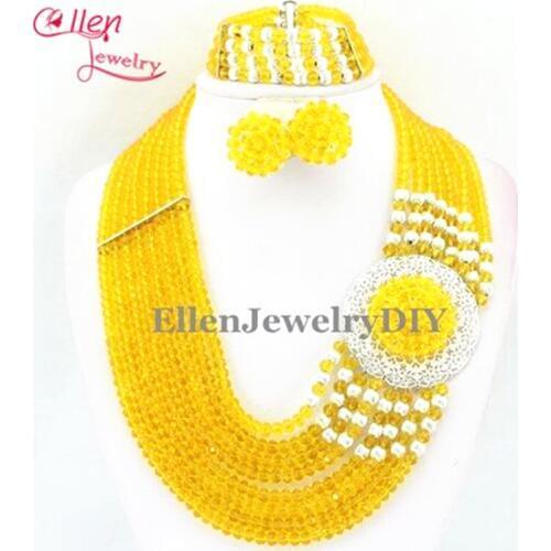 Olive African Beads Jewelry Set nigerian wedding bridal Crystal Beads Necklace Set African style necklace jewelry set E1196