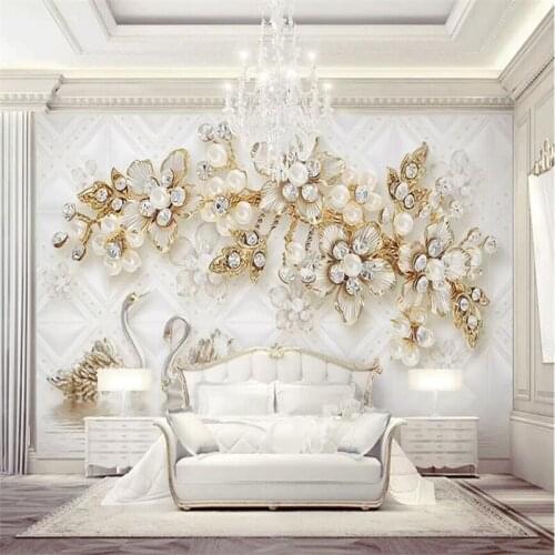 Beibehang custom Diamond flower photo wallpapers for living room sofa TV background wall paper bedroom bedroom mural wallpaper