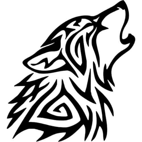 Simple Wolf Car Sticker Decals Funny Animal Theme Vinyl Wolf Head Car Stickers Black/Silver CL579