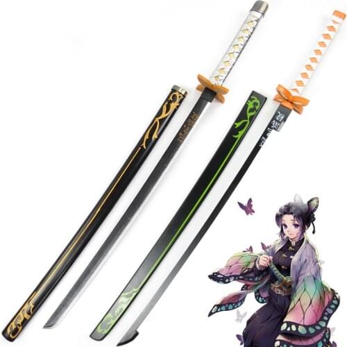 Shinobu Kocho Prop Cosplay Replica Sword with Sheath Anime Demon Slayer Kimetsu No Yaiba Cosplay Props Wooden Sword Weaopns
