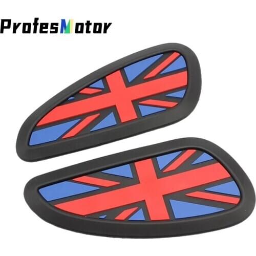 Motorcycle Cafe Racer Gasoline Fuel Tank Rubber Sticker Protective Cover Sheath Knee Fuel Tank Pad Handle Decal Union Jack Logo