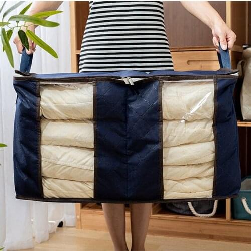 Foldable Storage Box Portable Clothes Organizer Tidy Pouch Suitcase Non-woven Home Storage Box Quilt Storage Container Bag Box
