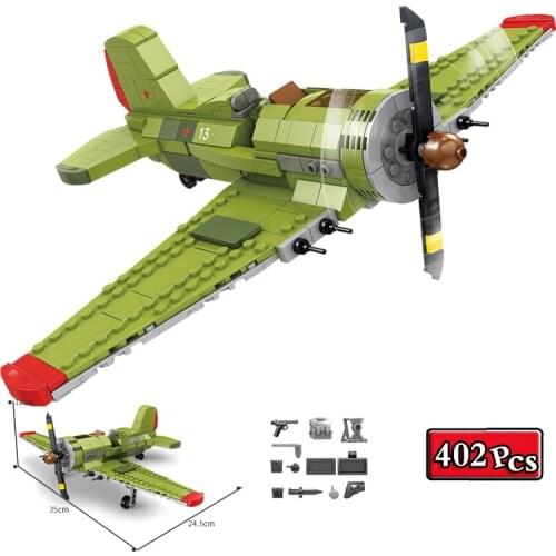 Military Series World War II Russia I-16 Fighter Pilot Police MOC Model Building Blocks Bricks Toys Christmas Gifts