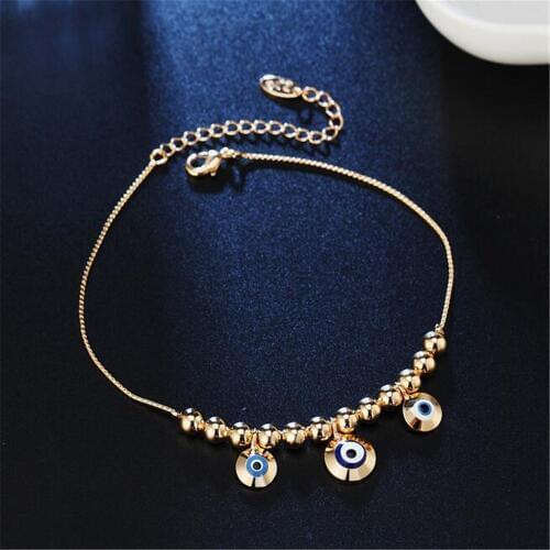 WQQCR NEW Hot Sale Gold Selection 925 Silver color21.5CM Bracelet Anklet Beaded Fish Eye Design Wholesale