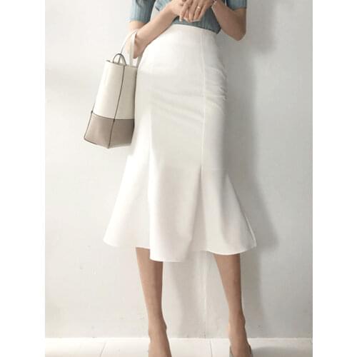 Skirts 2020 Summer Fashion Women High Waist Mermaid Skirt Lady Office Wear Skirt Solid Color Trumpet Long Skirts