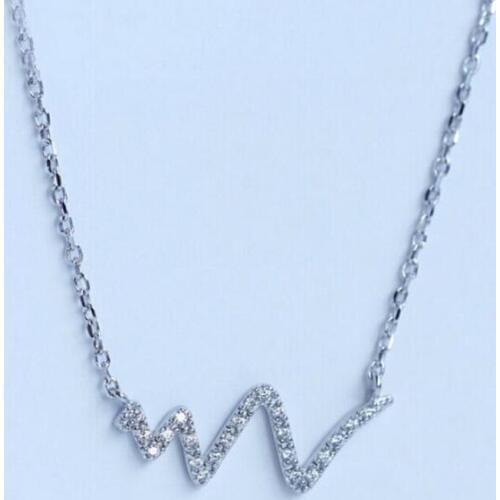 925 Sterling Silver Jewelry Korean Fashion Simple Female Electrocardiogram Wave Clavicle Chain Pendant Necklaces N016