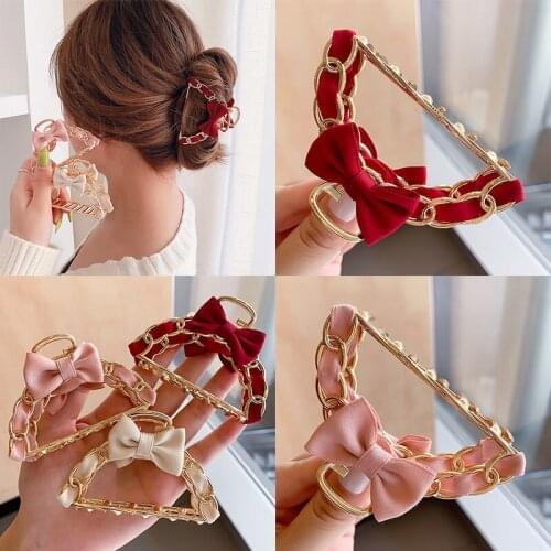 New Pink Bow-knot Hair Claws Red Hair Crab For Woman Girls Elegant Fabric Hair Clips Barrettes Hairpins Gift Hair Accessories